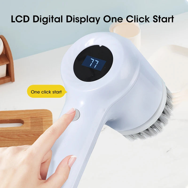Electric Spin Scrubber, Bathroom Cordless Cleaning Brush Power Scrubber with 5 Replaceable Brush Heads