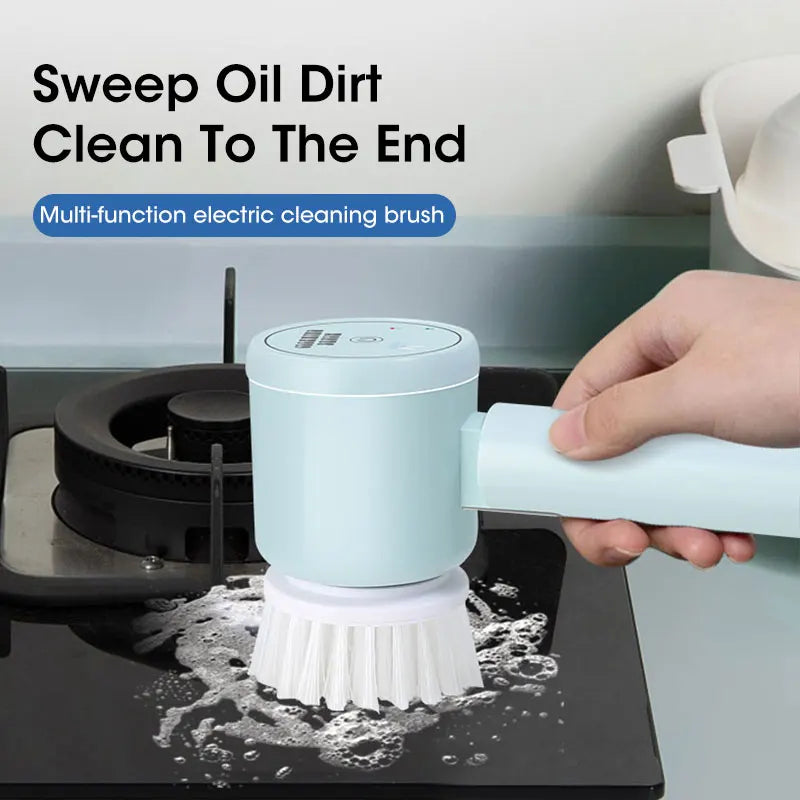 Electric Spin Scrubber, Bathroom Cordless Cleaning Brush Power Scrubber with 5 Replaceable Brush Heads