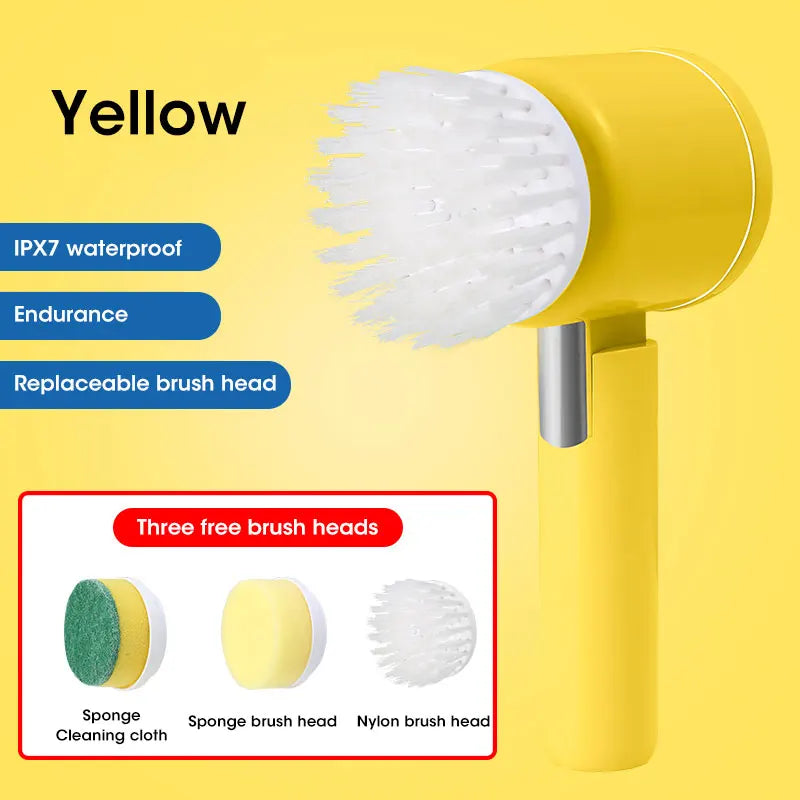 Electric Spin Scrubber, Bathroom Cordless Cleaning Brush Power Scrubber with 5 Replaceable Brush Heads