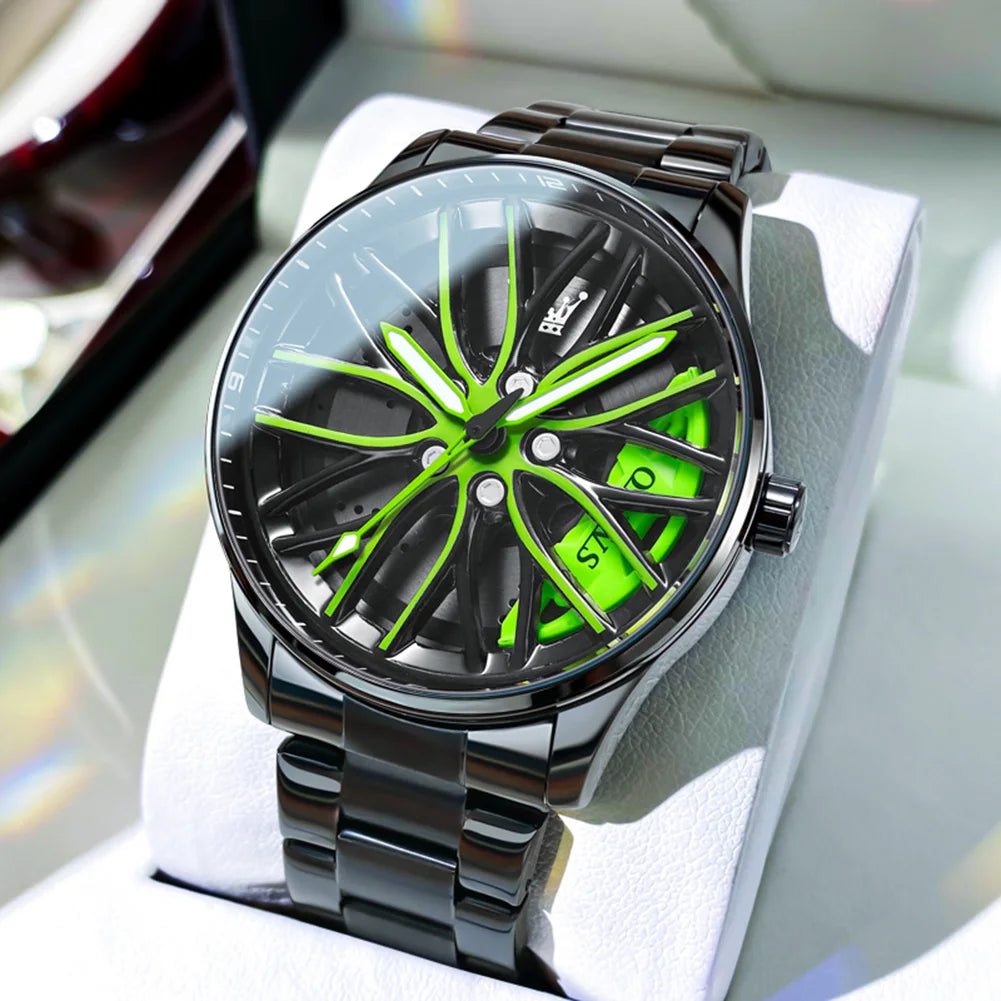 Luxury Car Rim Men's Watch – Waterproof Sport Quartz Timepiece