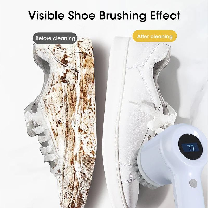 Electric Spin Scrubber, Bathroom Cordless Cleaning Brush Power Scrubber with 5 Replaceable Brush Heads