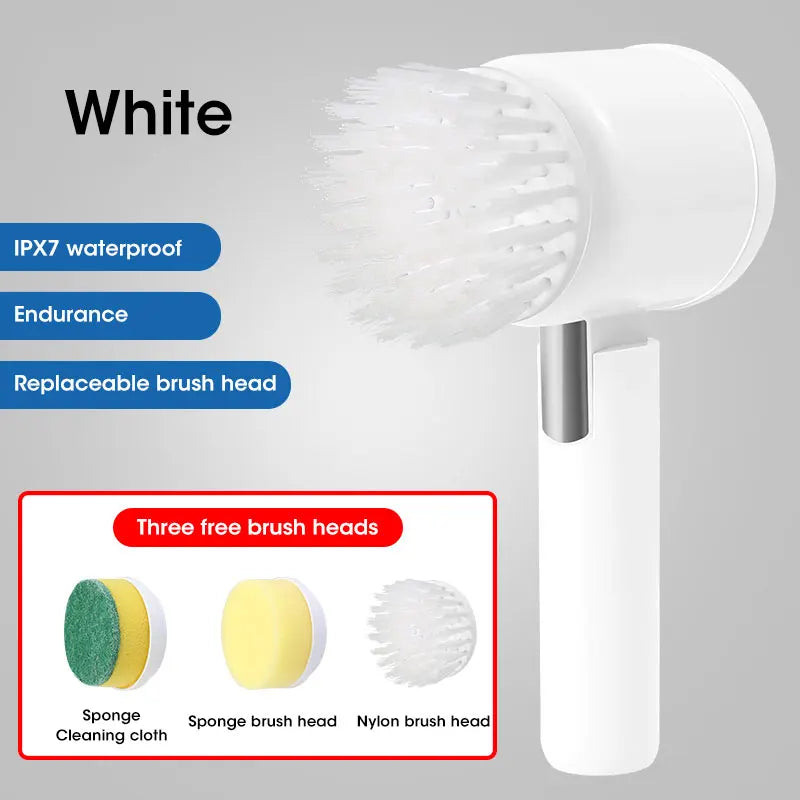 Electric Spin Scrubber, Bathroom Cordless Cleaning Brush Power Scrubber with 5 Replaceable Brush Heads