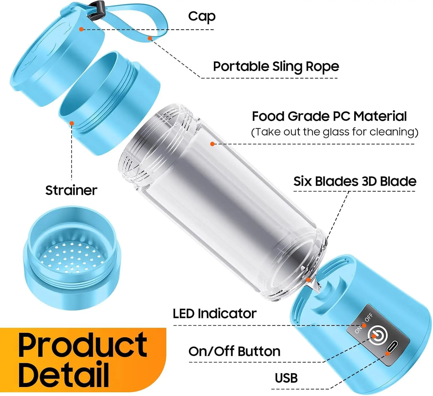 380ml household juice mixer mini electric juicer USB rechargeable smoothie smoothie shake