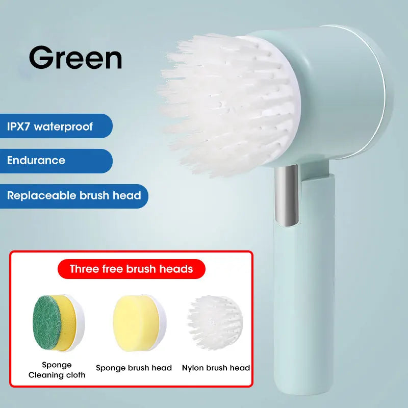 Electric Spin Scrubber, Bathroom Cordless Cleaning Brush Power Scrubber with 5 Replaceable Brush Heads