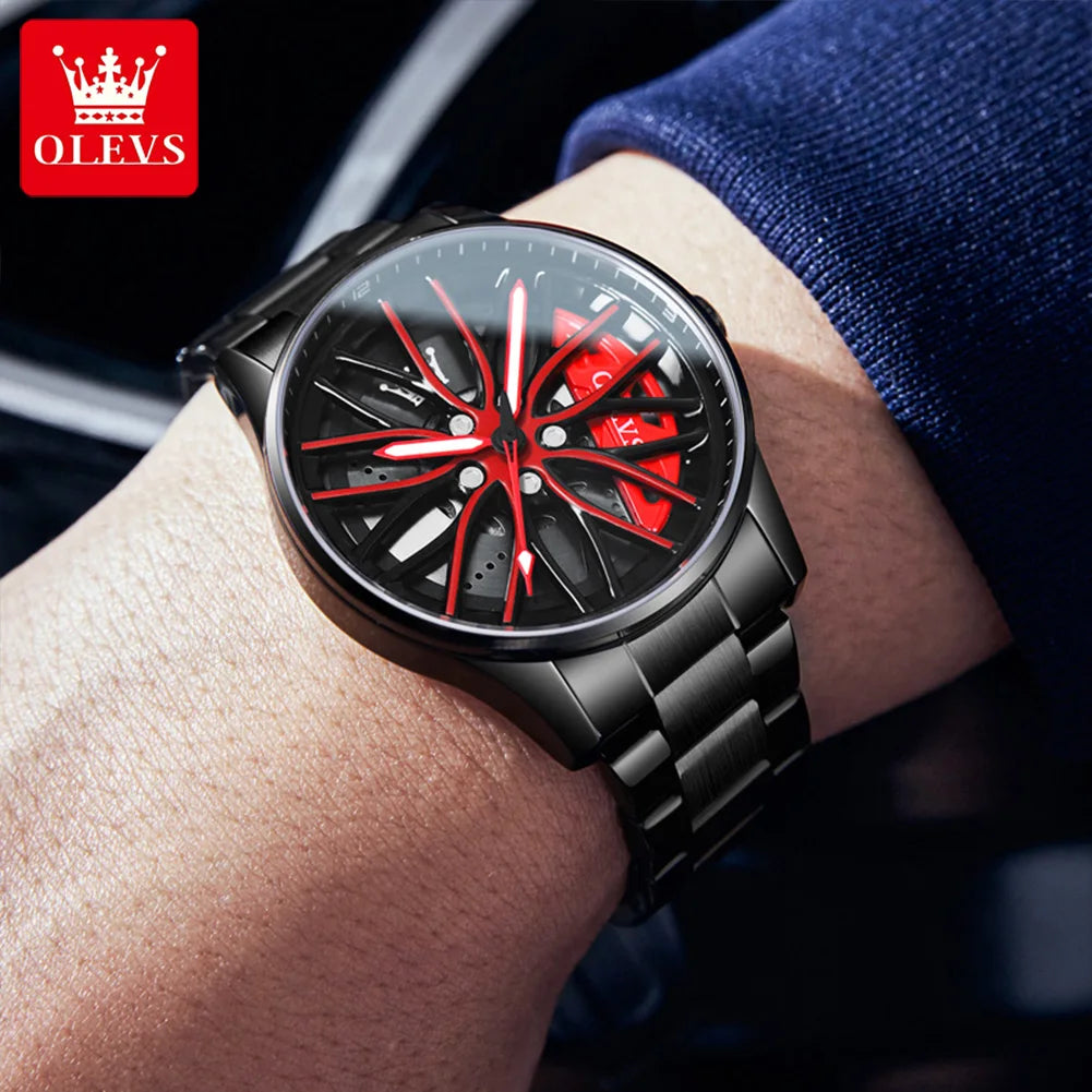 Luxury Car Rim Men's Watch – Waterproof Sport Quartz Timepiece
