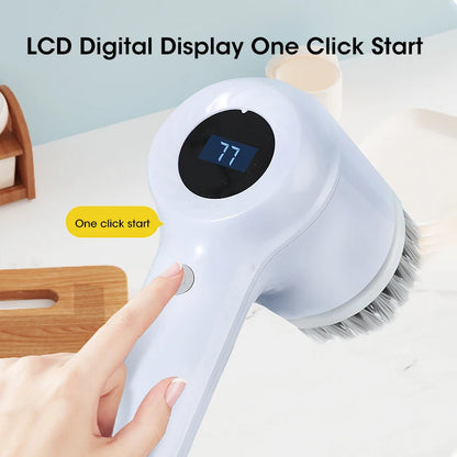 Electric Spin Scrubber, Bathroom Cordless Cleaning Brush Power Scrubber with 5 Replaceable Brush Heads
