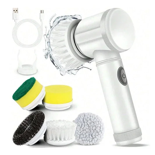 Electric Spin Scrubber, Bathroom Cordless Cleaning Brush Power Scrubber with 5 Replaceable Brush Heads