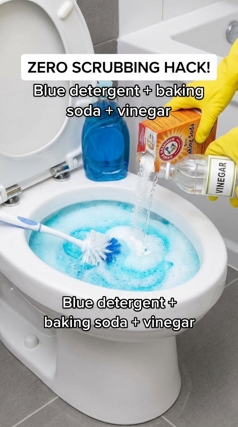 Foaming toilet cleaner recipe with dish soap and powder for fresh home